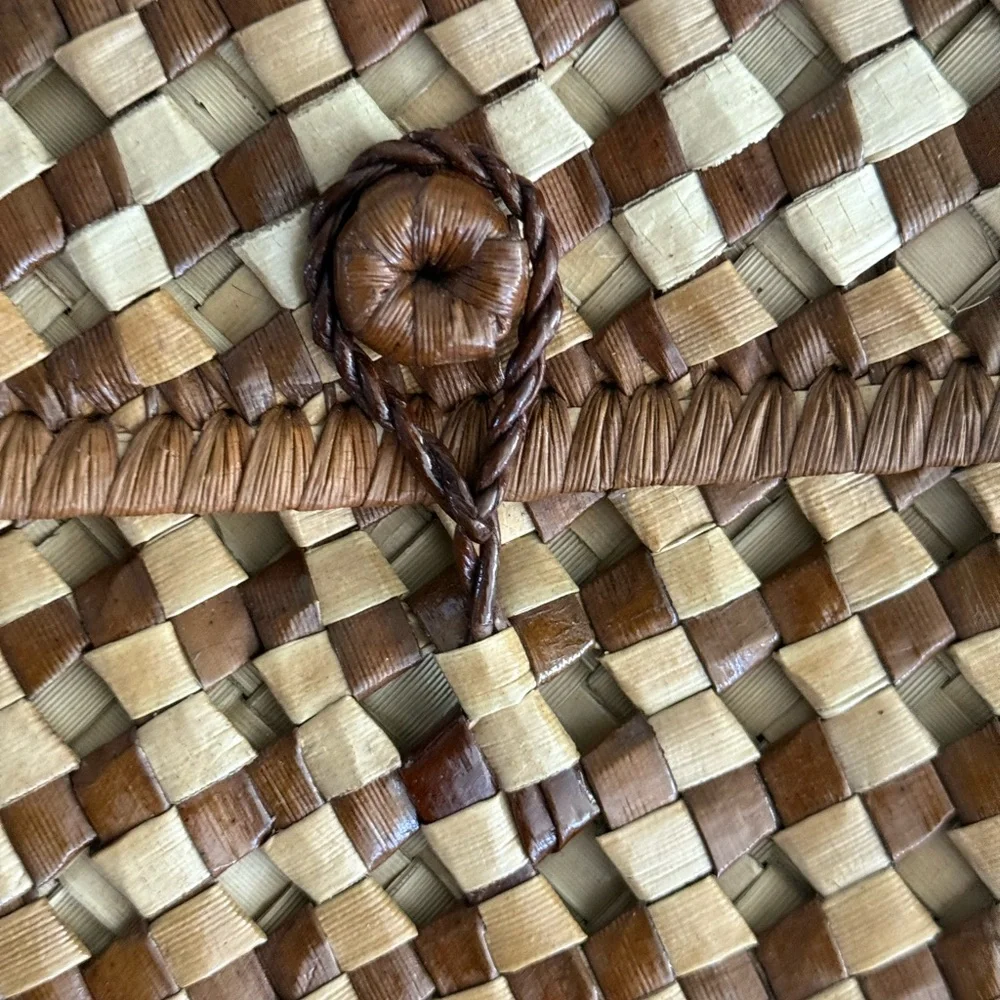 Woven Rattan Women’s Backpack Bag in Natural Brown